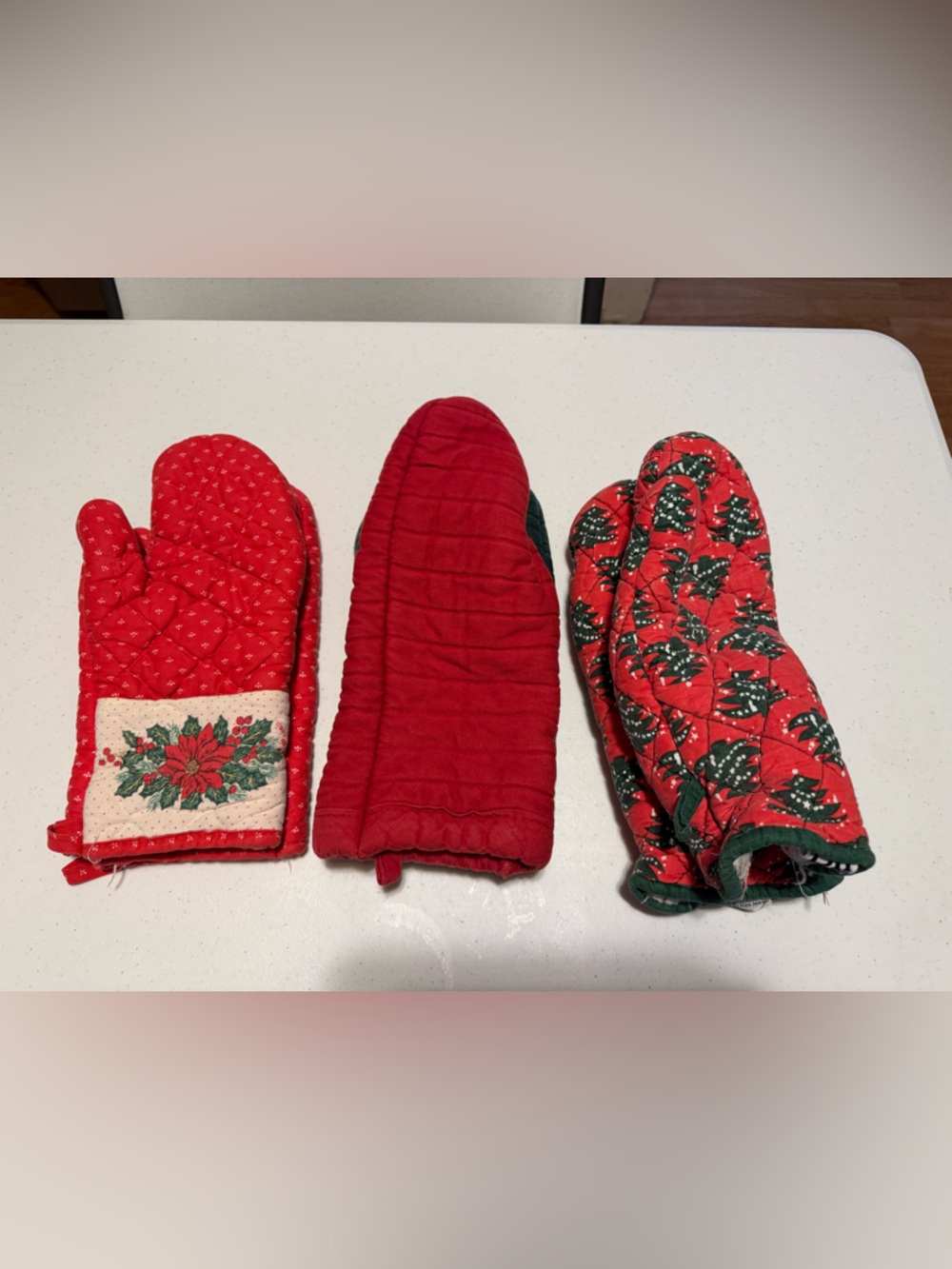 Three Sets Of Christmas Oven Mitts